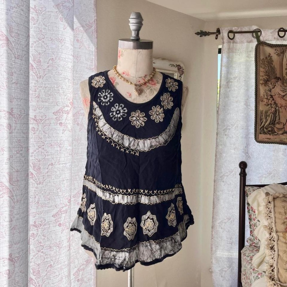 y2k boho black top